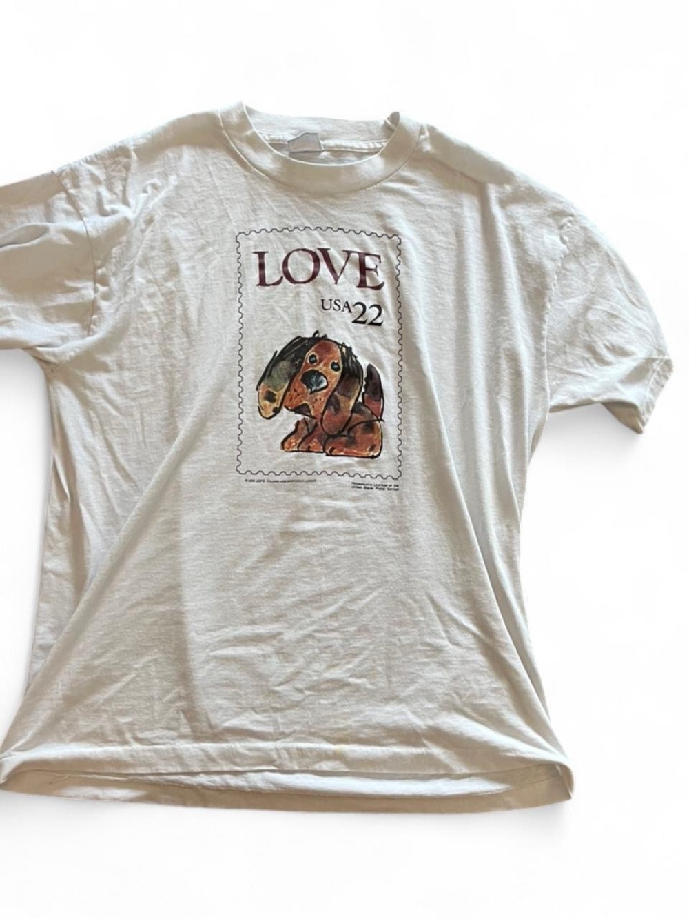 USPS vintage tee LOVE USA 22 White Dog Graphic Tee